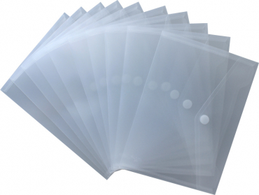 Dokumententaschen Sammelmappen Sichttaschen A5 quer transparent natur- Dokumentenmappe mit Klappe und Klettverschluss - 10 Stück Dokumententaschen Sammelmappen Sichttaschen A5 quer transparent natur- Dokumentenmappe mit Klappe und Klettverschluss - 10 Stück