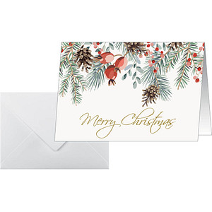 sigel Weihnachtskarte "Red berries and pine cones" DIN A6