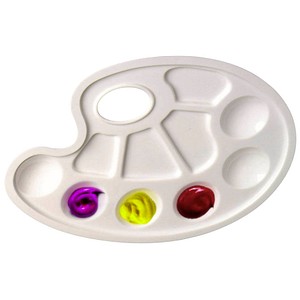 HERLITZ Farbmisch-Palette, aus Kunststoff, oval, weiß 6 runde Farbfelder, 4 Mis