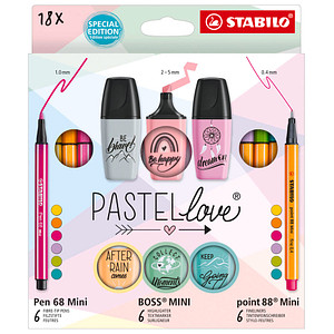 STABILO Stifte-Set Mini World Pastellove, 18er Etui