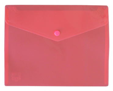 Dokumententaschen Sammelmappen Sichttaschen A5 quer transparent rot- Dokumentenmappe mit Klappe und Druckknopf- 10 Stück