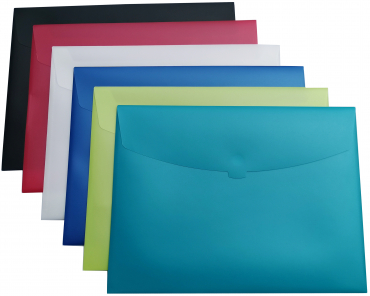 EXXO by HFP Action Wallet - Premium Dokumententasche Sammelmappe A3 quer mit Klettverschluss in opak, Farbe: farblich sortiert - 6 Stück