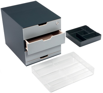 DURABLE Aufbewahrungsbox Kaffee/Tee grau 4 Schubladen mit Zubehör COFFEE POINT 