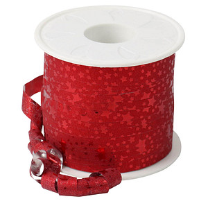 PRÄSENT Geschenkband Glitter Star mattglänzend rot 10,0 mm x 100,0 m