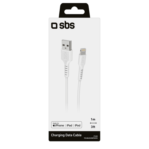 SBS TECABLEUSBIP589W Lightning-Kabel 1 m Weiß ( TECABLEUSBIP589W )