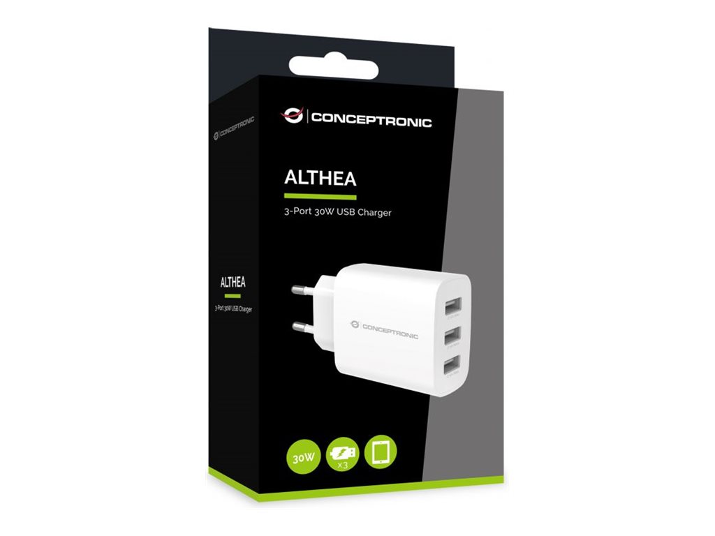 CONCEPTRONIC Ladegerät 3Port  30W,3xUSB-A            weiß