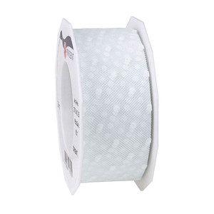 PRÄSENT Geschenkband ORIENT TÜLL MIT PUNKTEN matt und transparent weiß 40 mm x 25 m