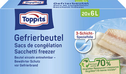 TOPPITS Gefrierbeutel, 20 x 6 Liter, 290 x 410 mm
