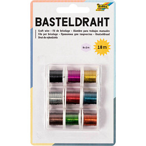 folia Basteldraht-Set, 9 Spulen à 2 m, farbig sortiert (57906204)