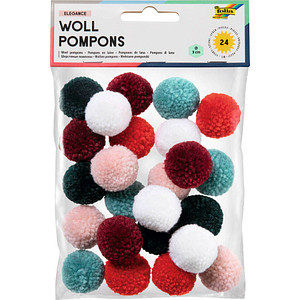 folia Woll-Pompons "Elegance", 24 Stück, farbig sortiert