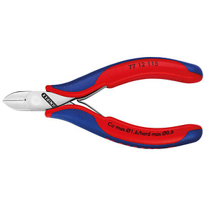 KNIPEX 77 12 115 mit Facette + Drahtklemme Elektronik-Seitenschneider