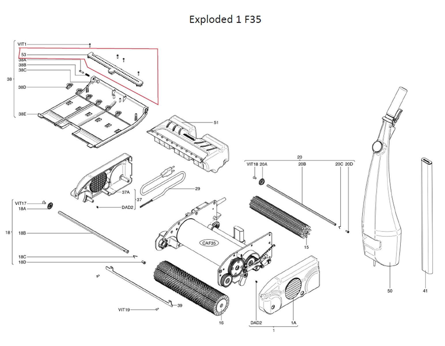 Zubehör/Ersatzteil: Sprühbalken F35 passend für: Floorwash Bodenreinigungsmaschine F35 (53) 