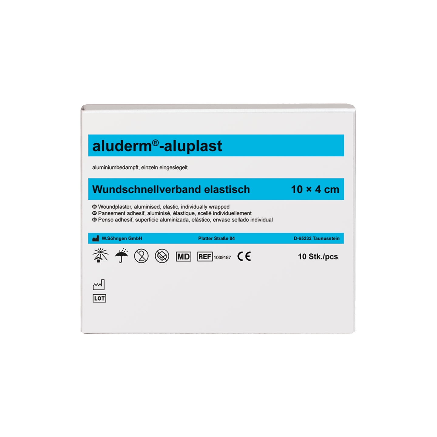aluderm®-aluplast elastisch, 10 cm x 4 cm | 10 Stück Wundverbandpflaster in Abschnitten