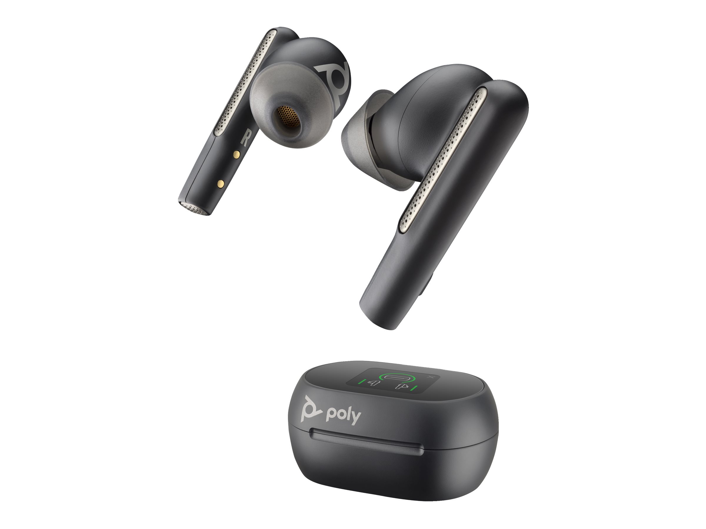 HP Poly Voyager Free 60+ UC Carbon Black Earbuds +BT700 USB-C Adapter +Touchscr