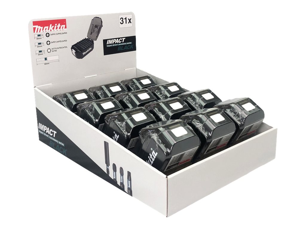 MAKITA Display 12x Impact Black Bit-Set 31-tlg.