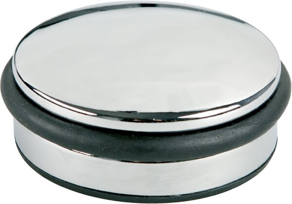 Türstopper, chrom, flach mit Gummiring, Maße: H x Ø ca. 4 x 10cm