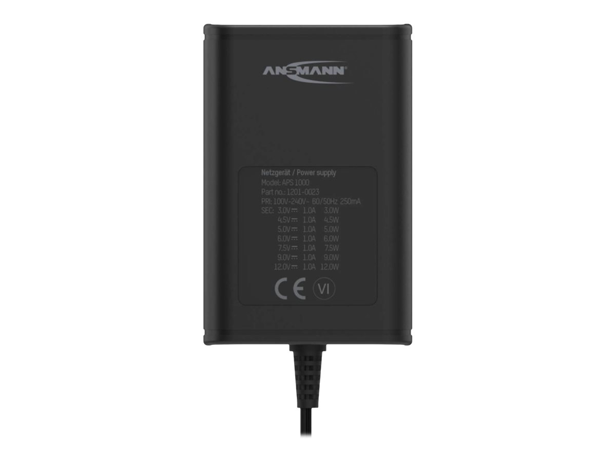 ANSMANN 1201-0023 Steckernetzteil, einstellbar 12 V/DC, 9 V/DC, 7.5 V/DC, 6 V, 