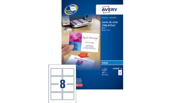 AVERY Cartes de visite Quick&Clean, 240 g/m2, blanc brillant (72132028