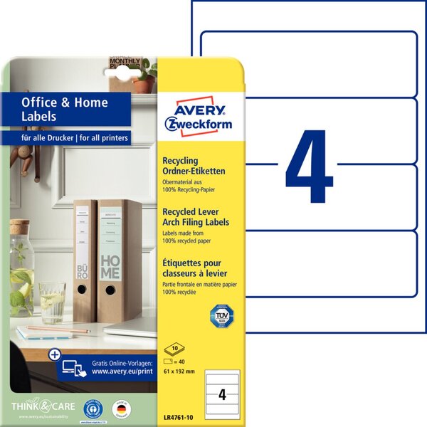 AVERY ZWECKFORM 40 Ordneretiketten LR4761-10 weiß (LR4761-10)