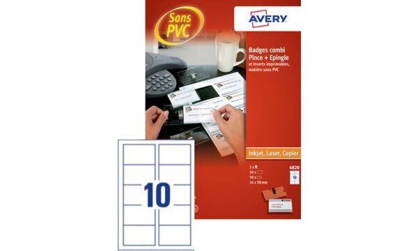 AVERY ZWECKFORM Namensschild mit Kombiklemme, 90 x 54 mm transparent, aus PVC-f