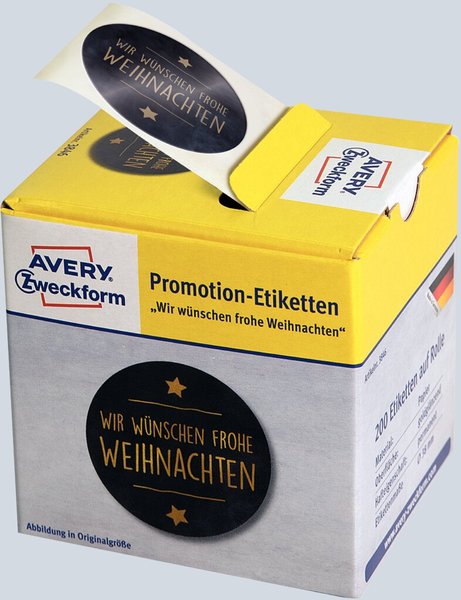 AVERY ZWECKFORM Promotion-Etiketten "Weihnachten", schwarz Sticker als persönli