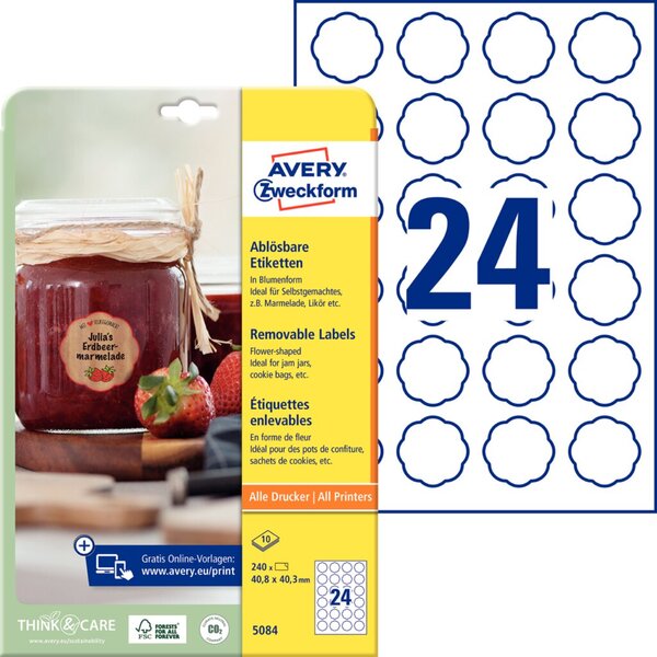 AVERY ZWECKFORM Runde Etik.40,8x40,3 (5084)