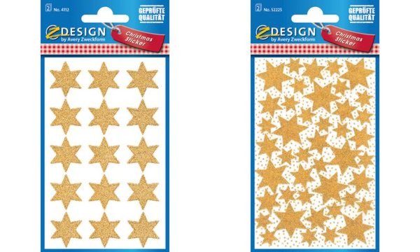 AVERY Zweckform ZDesign Weihnachts- Sticker Sterne, gold (7204112)