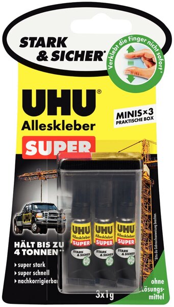 Alleskleber UHU Super Minis 3x1g super stark, super schnell Alleskleber UHU Super Minis 3x1g super stark, super schnell