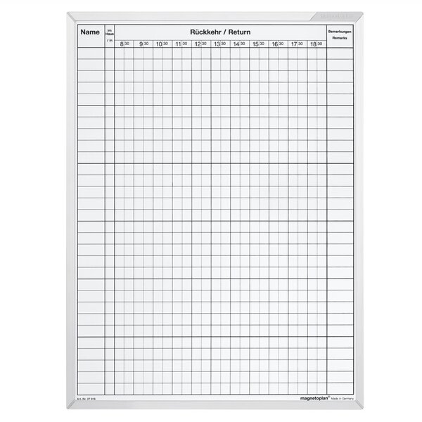 An und Abwesenheitstafel 600x450 mm 30 Mitarbeiter