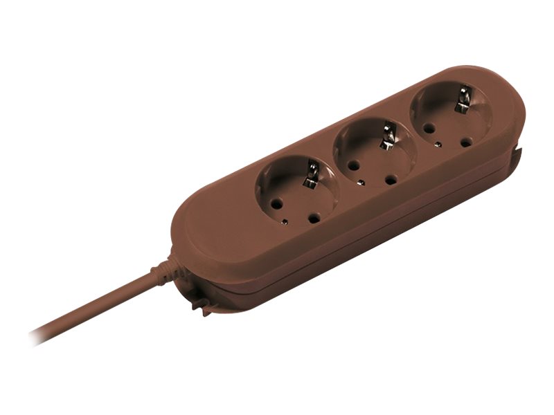 BACHMANN Tischsteckdose 3xSchuko 388.471 braun Strom 3m Schuko