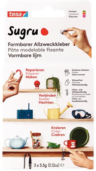 Formbarer Allzweckkleber Sugru 3er-Pack (3 x 3,5 g), pink, orange,