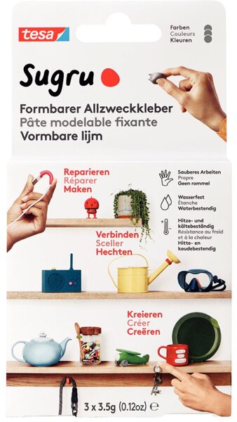 Formbarer Allzweckkleber Sugru 3er-Pack (3 x 3,5 g), grau