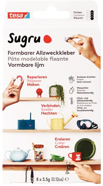 Formbarer Allzweckkleber Sugru 8er-Pack (8 x 3,5 g), 4 x schwarz, 4 x