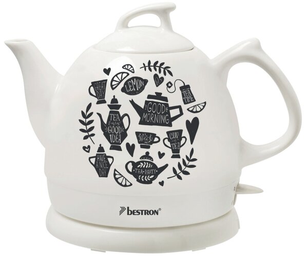 Wasserkocher Tea Party, Teekanne 0,8L aus Keramik, verdecktes Heizelement