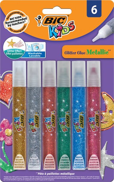 Metallic Glitter Glue BL6 EU 6er Pack BIC Kids Glitter Glue Metallic
