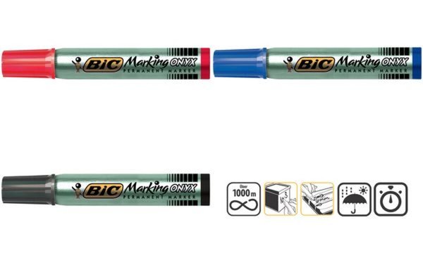 BIC Permanent-Marker Marking Onyx 1 591, Keilspitze, blau (331437600)