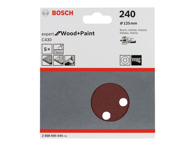 BOSCH Exzenterschleifpapier mit Klett, gelocht Körnung 240 (Ø) 125 mm Bosch Exp