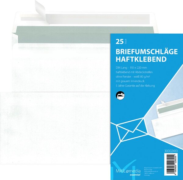Büroring Briefumschlag DIN Lang, Haftklebung, weiß, 80g
