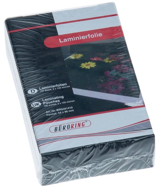 Büroring Laminierfolie, 54 x 86mm, 125mic, für Kreditkarten
