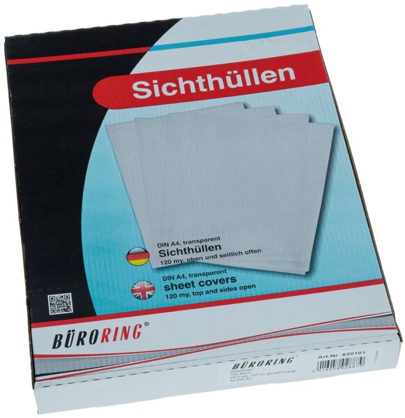 Büroring Aktenhüllen, genarbt, orange, Sichtmappe 120my, PP-Folie
