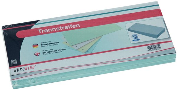 Trennstreifen blau, Sondermaß 105x228mm, 190g/qm Karton, gelocht