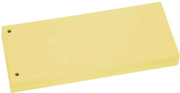 Trennstreifen gelb, Sondermaß 105x228mm, 190g/qm Karton, gelocht