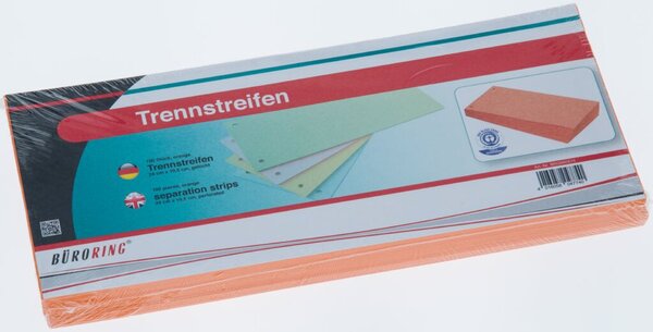 Büroring Trennstreifen orange 10,5x24cm, 190g/qm Karton, gelocht