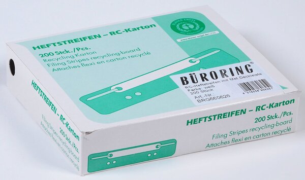 Heftstreifen kurz RC-Recycling mit Metalldeckleiste, weiß