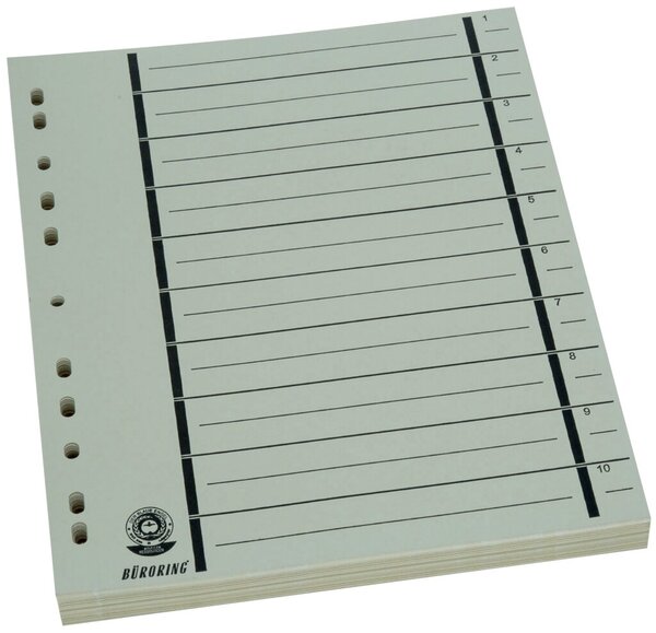 Büroring Trennblätter A4 180g/qm chamois, schwarzer Orgadruck