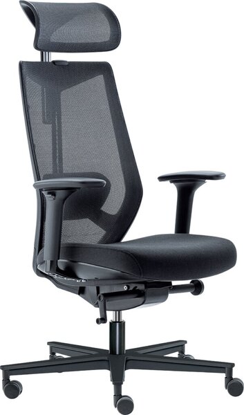 Bürodrehstuhl New Office 5160 mit Kopfteil, Netzrückenlehne, schwarz