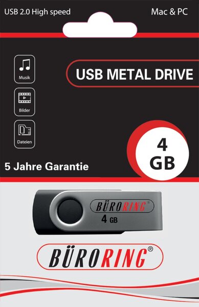 Speicherstick, USB 2.0 mit drehbarer Metall-Abdeckung