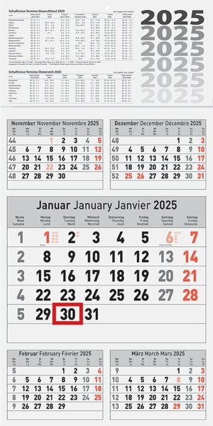 Fünfmonatskalender 30 x 59 cm, Datumsschieber, 1 Blatt / 5 Monate Fünfmonatskalender 30 x 59 cm, Datumsschieber, 1 Blatt / 5 Monate