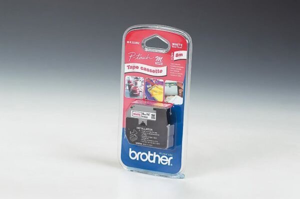 Schriftbandkassette 9mmx8m weiß/rot für P-touch