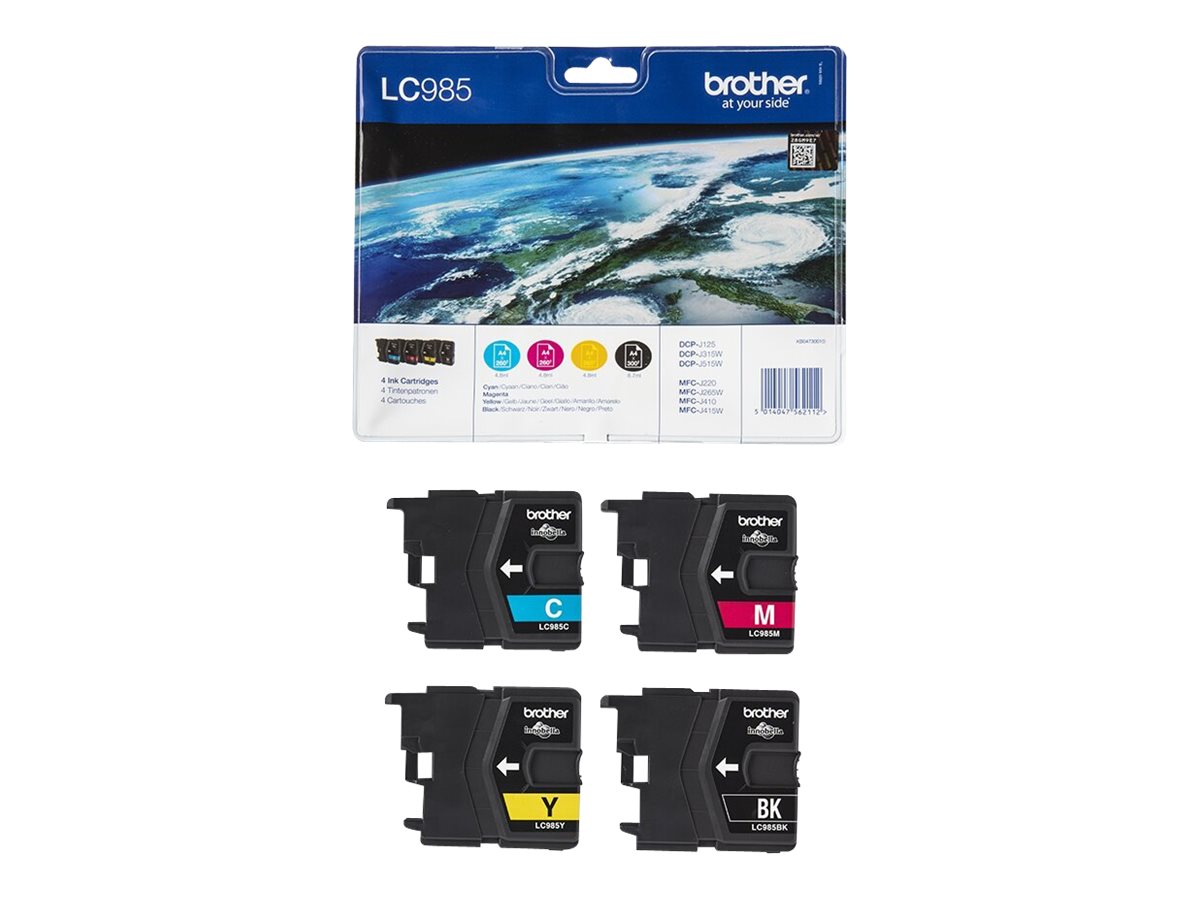 BROTHER LC985VALBP 4er Pack Schwarz, Gelb, Cyan, Magenta Tintenpatrone